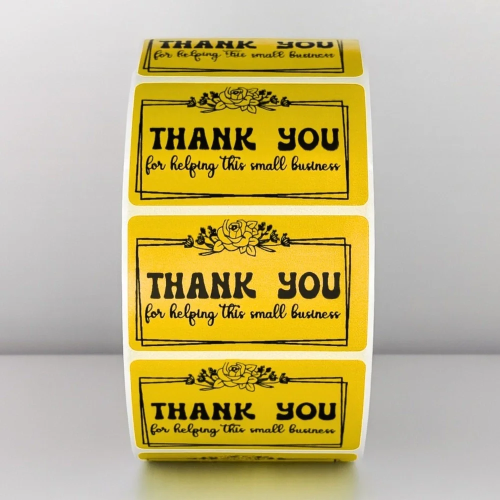 Thank You Small Business Stickers | Mint Green Floral Packaging Labels